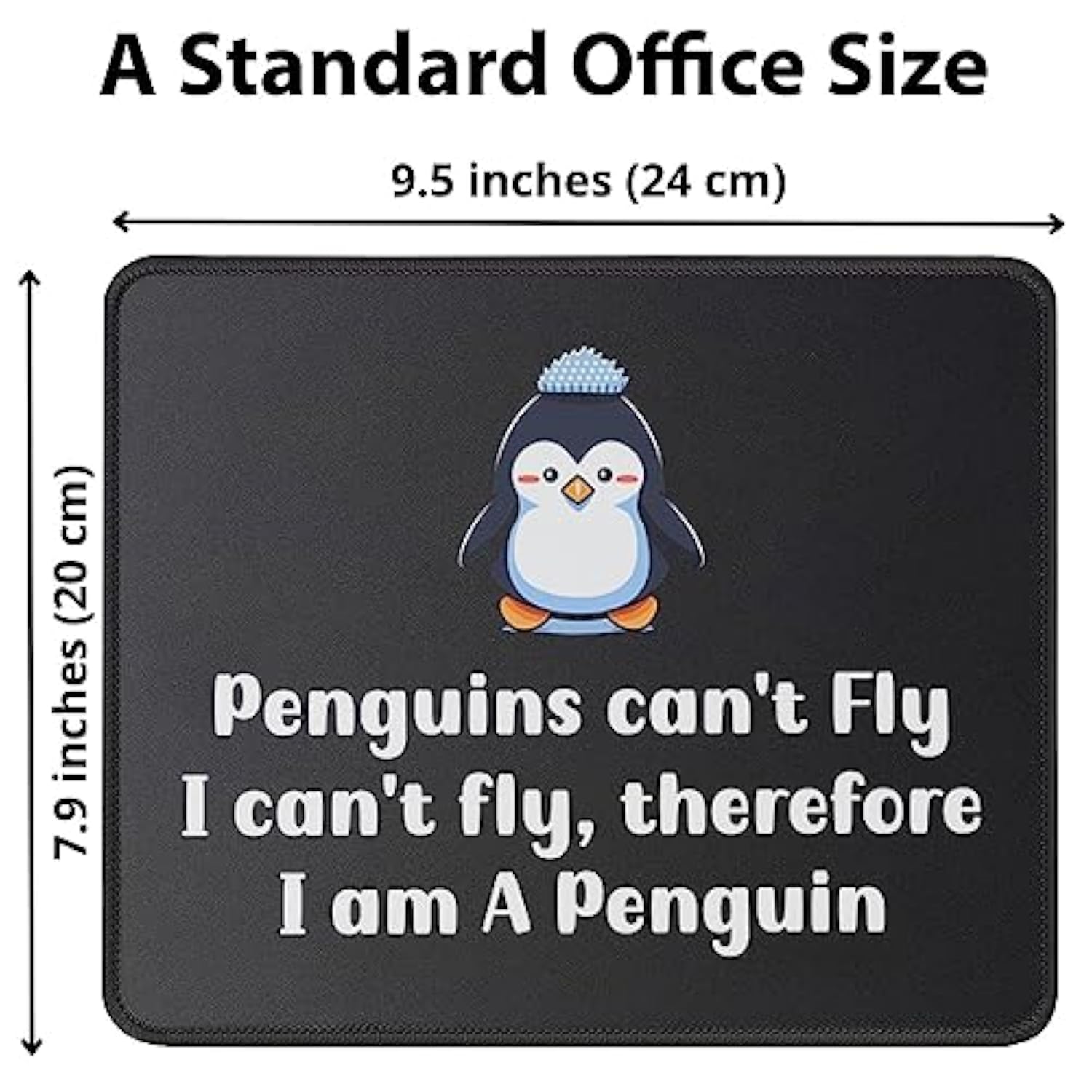 Funny Penguin Computer Mouse Pad - I Can'T Fly Mouse Mat Gaming 9.5 X 7.8 Inch - Cute Animal Lovers Gift For Mom Dad - Gifts For Birthday, Christmas
