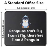 Funny Penguin Computer Mouse Pad - I Can'T Fly Mouse Mat Gaming 9.5 X 7.8 Inch - Cute Animal Lovers Gift For Mom Dad - Gifts For Birthday, Christmas