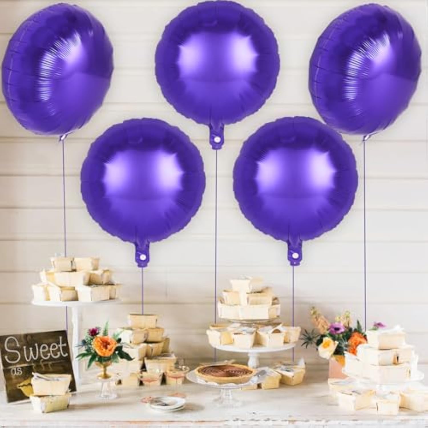 20-Pack 18-Inch Purple Round Foil Balloons for Party and Wedding Decor