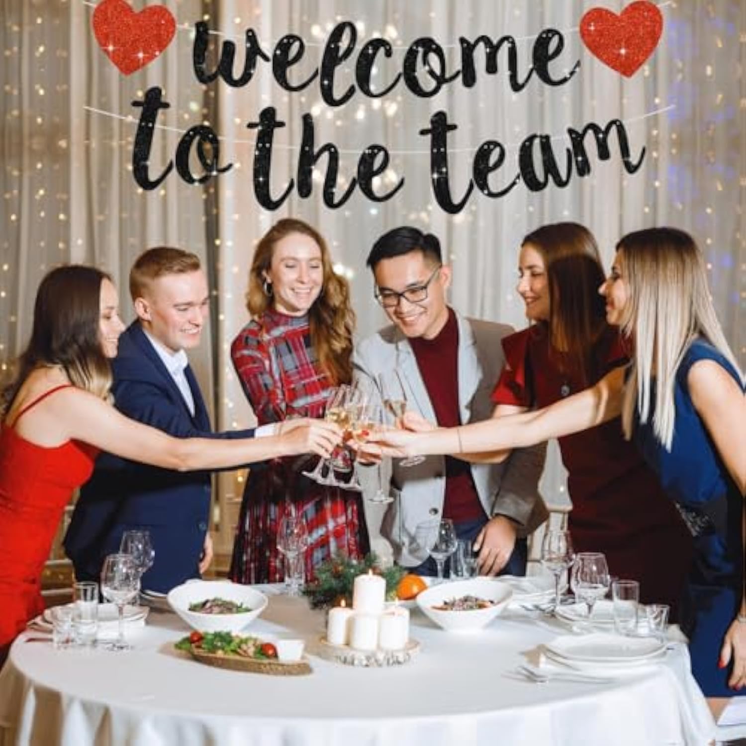 Black "Welcome To The Team" Banner (No DIY) Office Party Decor for New Employee