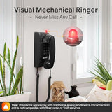 Retro Wall Phones For Landline With Mechanical Ringer Corded Telephone Wall Mounted With Indicator Waterproof Old Style Landline Phones For Home Kitchen, Black