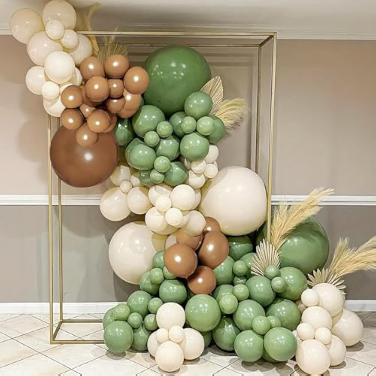 134pcs Sage Green & Tan Balloon Arch Kit for Baby Shower, Birthday  More