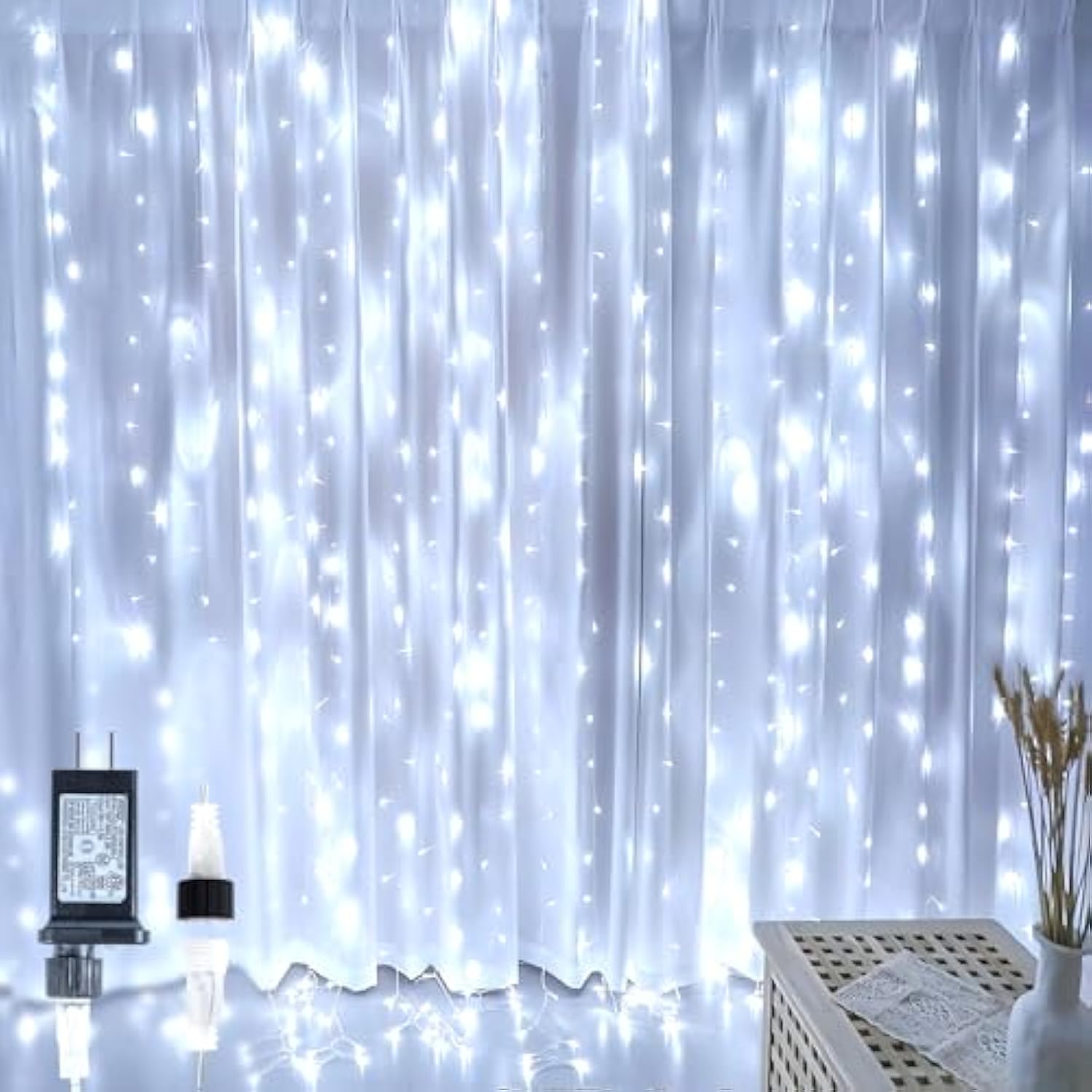 304 Led Curtain Lights Outdoor, 9.8Ft*9.8Ft Hanging String Lights Plug In With 8 Modes, Connectable Curtain Fairy Lights