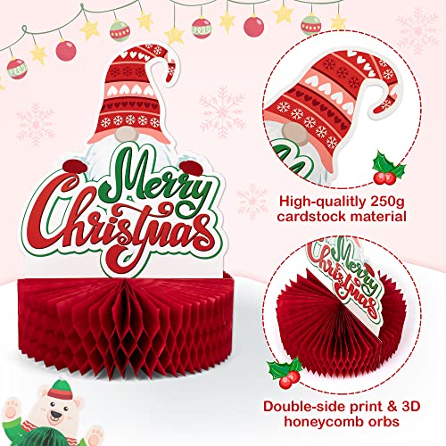 12 Pack Christmas Party Honeycomb Centerpieces for Table Decorations, Xmas Center Pieces Table Topper with Gnome Santa Snowman Tabletop Centerpieces Decor Holidays Winter Office Party Supplies