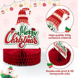 12 Pack Christmas Party Honeycomb Centerpieces for Table Decorations, Xmas Center Pieces Table Topper with Gnome Santa Snowman Tabletop Centerpieces Decor Holidays Winter Office Party Supplies