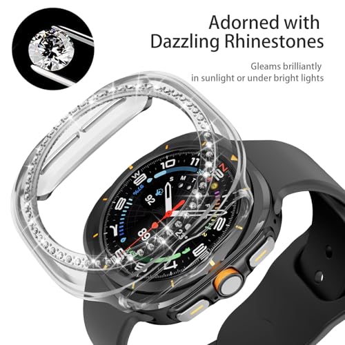 Bling Case for Samsung Galaxy Watch Ultra 47mm (2025/2024) Glitter Diamond Protective Cover PC Plated Bumper Frame Accessories for Galaxy Watch Ultra