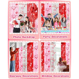 Valentines Decorations Foil Fringe Curtains For Party, 2 Pack 3.3 X 6.6 Ft Galentines Day Decorations Red Pink Silver Tinsel Streamer, Valentines Backdrop Heart Decoration For Birthday Wedding