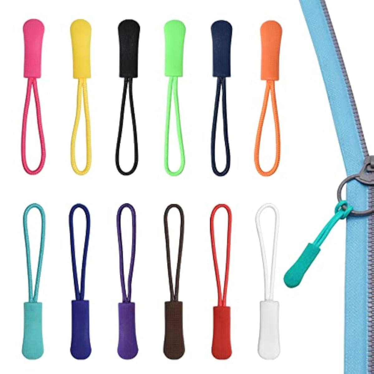 120Pcs Zipper Pulls Zip Extension Fixer With Nylon Rope Replacemen For