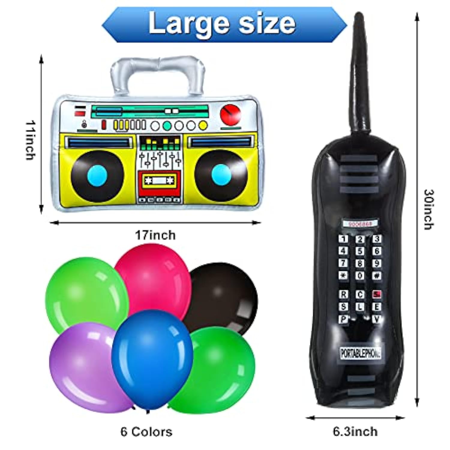 80'S Party Decorations Back To The 80S Party Backdrop Banner With Inflatable Radio Boombox And Mobile Phone Latex Balloons For 80S Hip Hop Themed Birthday Photo Booth Background Party Supplies