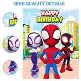 Spidey Birthday Decorations, Spidey Party Games For Boys Girls, Large Poster 24Pcs Stickers For Spidey Birthday Party Supplies
