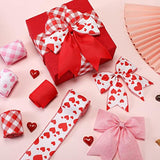 6 Rolls 30 Yards Valentine'S Day Burlap Wired Ribbon 2.5 Inch Heart Pr