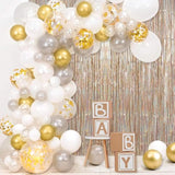 80 Pcs Gold Silver Latex Balloons Garland Arch Set White Confetti Balloon Different Sizes For Wedding Birthday Graduation Baby Shower Bachelorette Engagement Anniversary Party Decorations