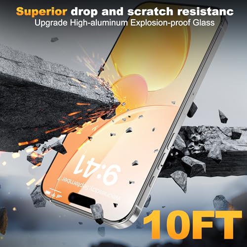 [3 Pack] Privacy Screen Protector compatible with iPhone 16 Pro Max, 4-Way 360° Anti-Spy Tempered Glass with Auto-Alignment Fast Install Tray,