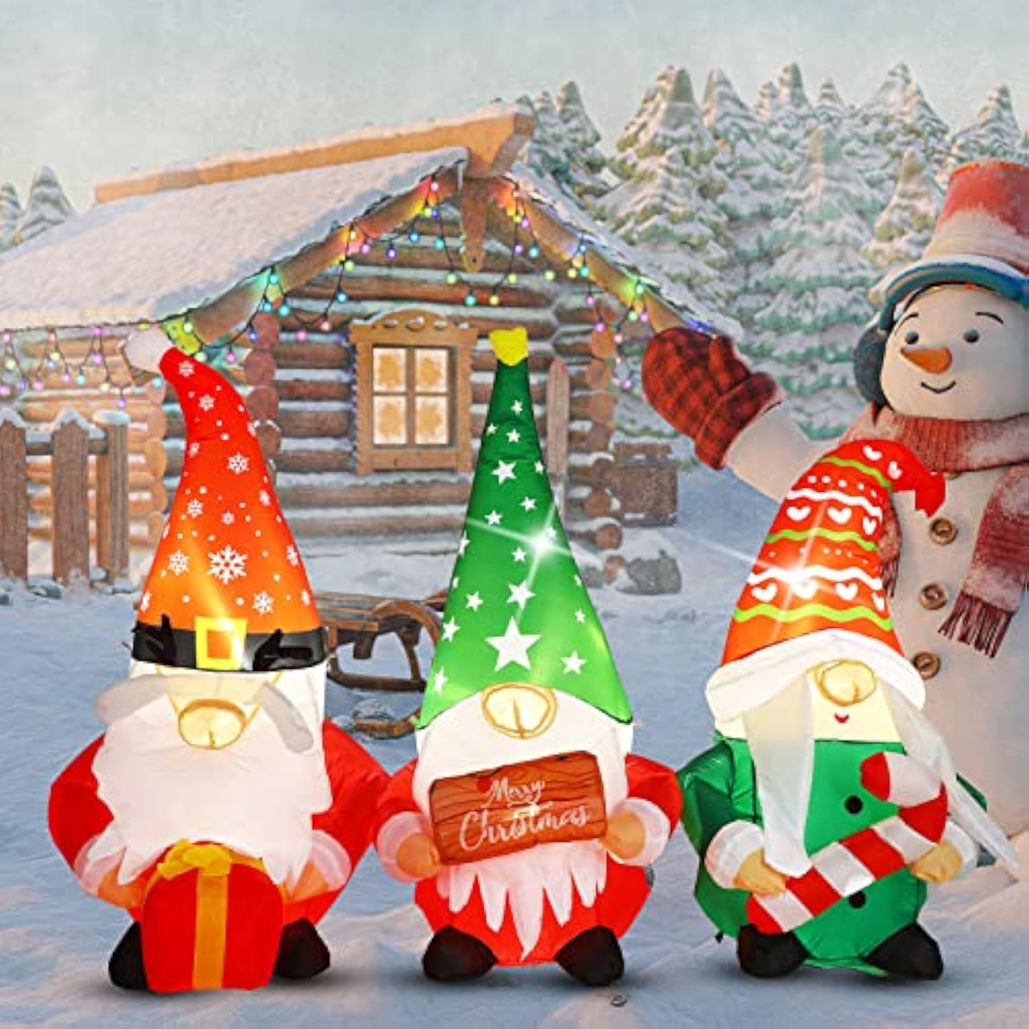 7 Ft Long Christmas Inflatable Gnome Outdoor Decorations Gnome Blow Up Yard Decorations Built In Led Lights Christmas Ou