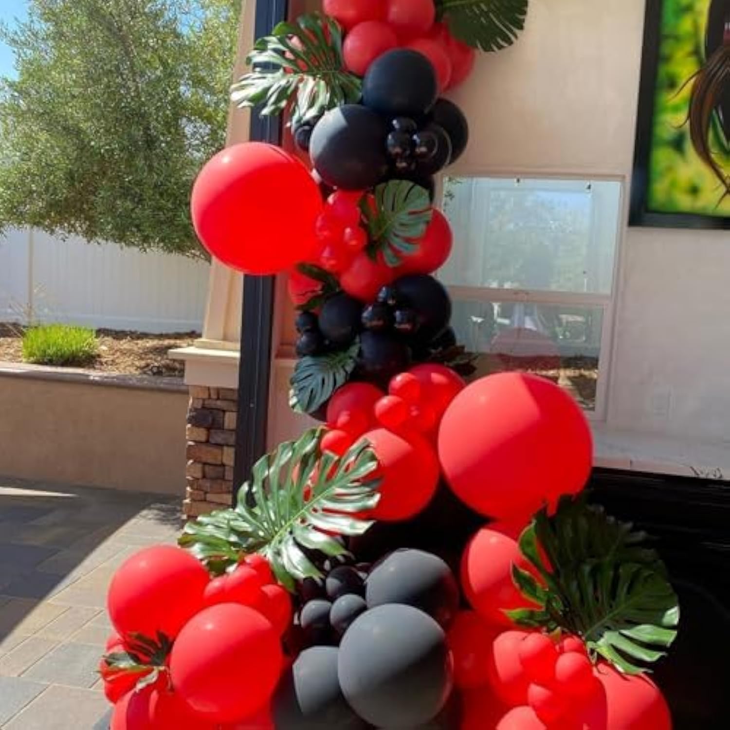 136pcs Red and Black Balloon Garland Arch Kit for Party and Event Decorations