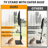 Floor TV Stand with Power Outlet, TV Mount Stand for 32-65 inch TVs up to 88 lbs, Swivel TV Stand Mount with Height Adjustment and Safety Wood Base