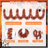 33Ft Halloween Tinsel Garland, Black Purple Orange Metallic Twist Foil Tinsel Garland Shiny Hanging Decorations For Halloween Party Decoration Supply