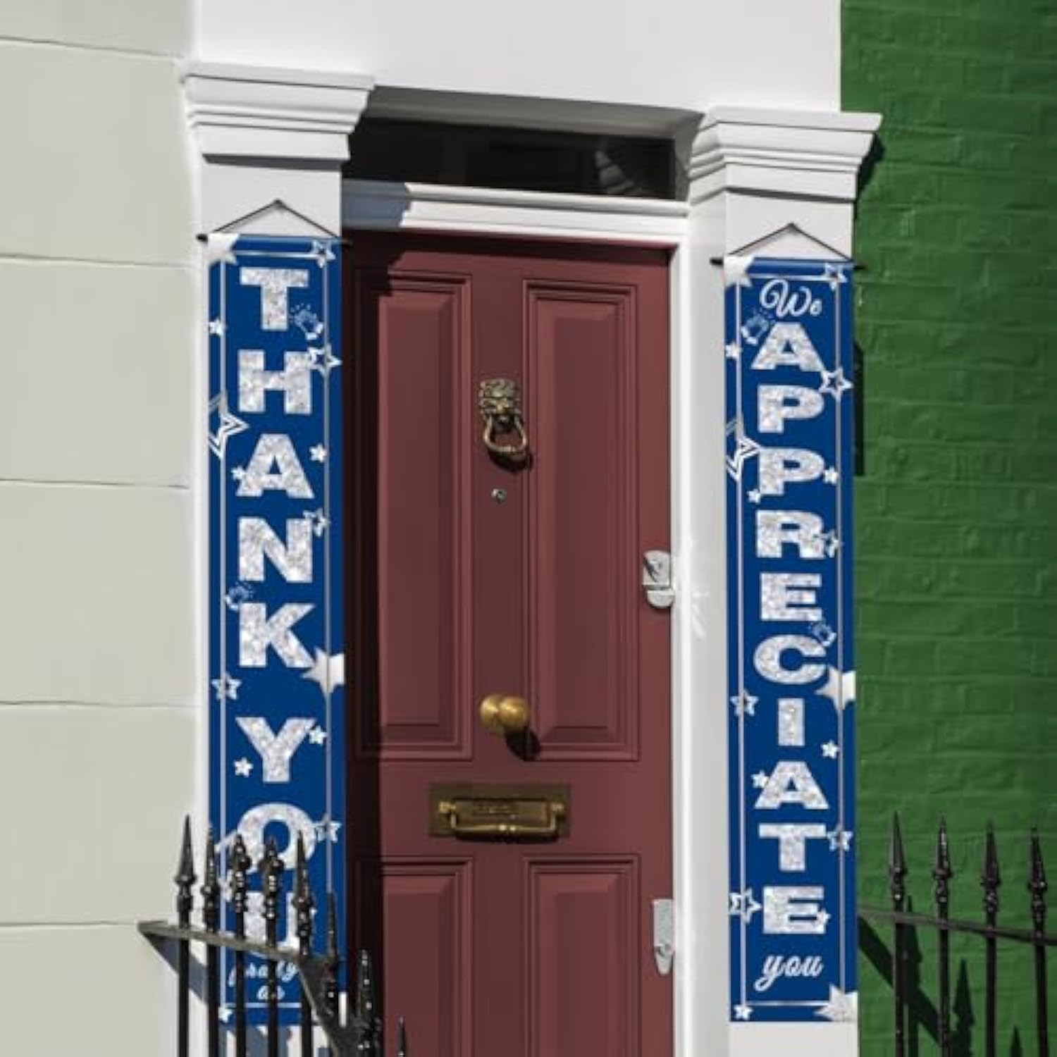 We Appreciate You Banner Decorations Thank You Door Banner Thank You For All You Do Backdrop For Teacher Employee Staff Doctors Nurse Poaster Volunteer Appreciation Week Party Porch Sign - Blue Silver
