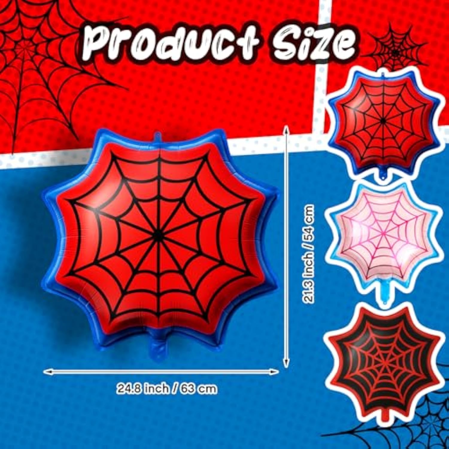 6pcs 25in Spider Cartoon Balloons Blue Pink Black Party Decorations