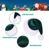 Santa Hat, Santa Hats For Adults, Unisex Velvet Comfort Green Christmas Hat Hats Extra Thicken Classic Plush For Christmas New Year Festive Holiday Party Supplies