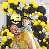Yellow And Black Balloon Garland Arch Kit, 132Pcs Black Yellow Balloons Metallic Silver Balloons For Spring Lemon Daisy Honeybee Sun Birthday Wedding Baby Shower Anniversary Engagement Decorations