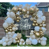 Sand White And Gold Balloon Arch Kit, 171Pcs White Nude Neutral Beige Metallic Gold Different Size Balloons For Boho Wedding Baby Bridal Shower Engagement Birthday Party Decorations Backdrop
