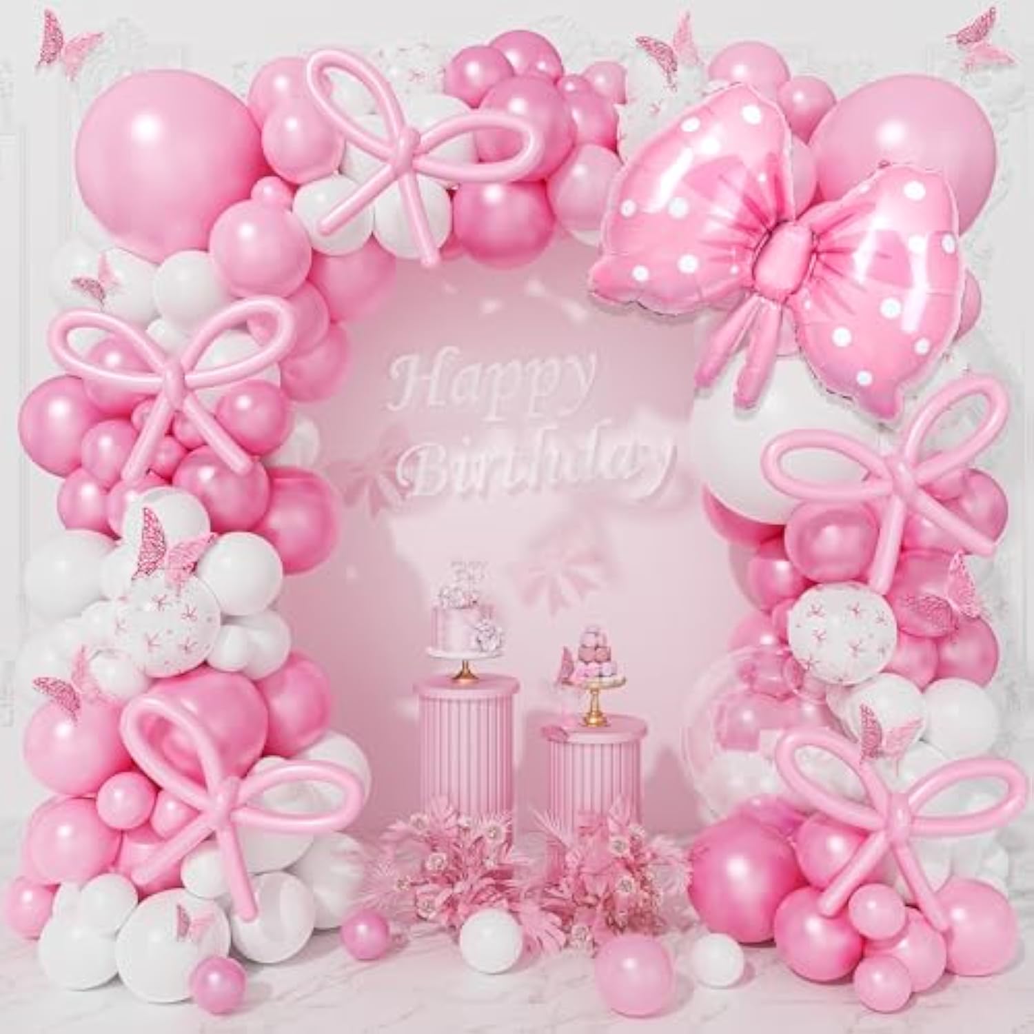 166pcs Pink Bow Balloon Arch Kit for Wedding, Baby Shower & Bachelorette Parties