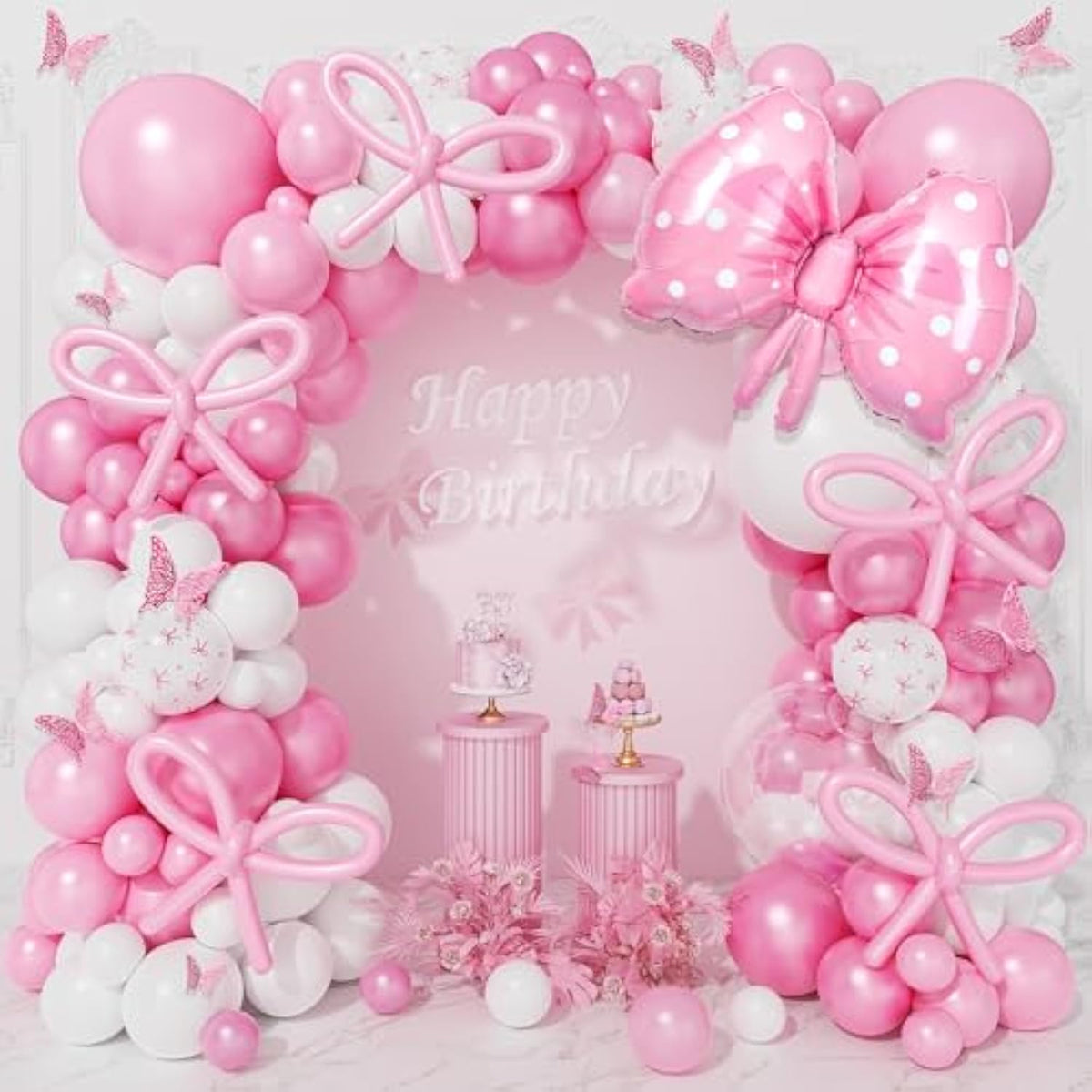 166pcs Pink Bow Balloon Arch Kit for Wedding, Baby Shower & Bachelorette Parties