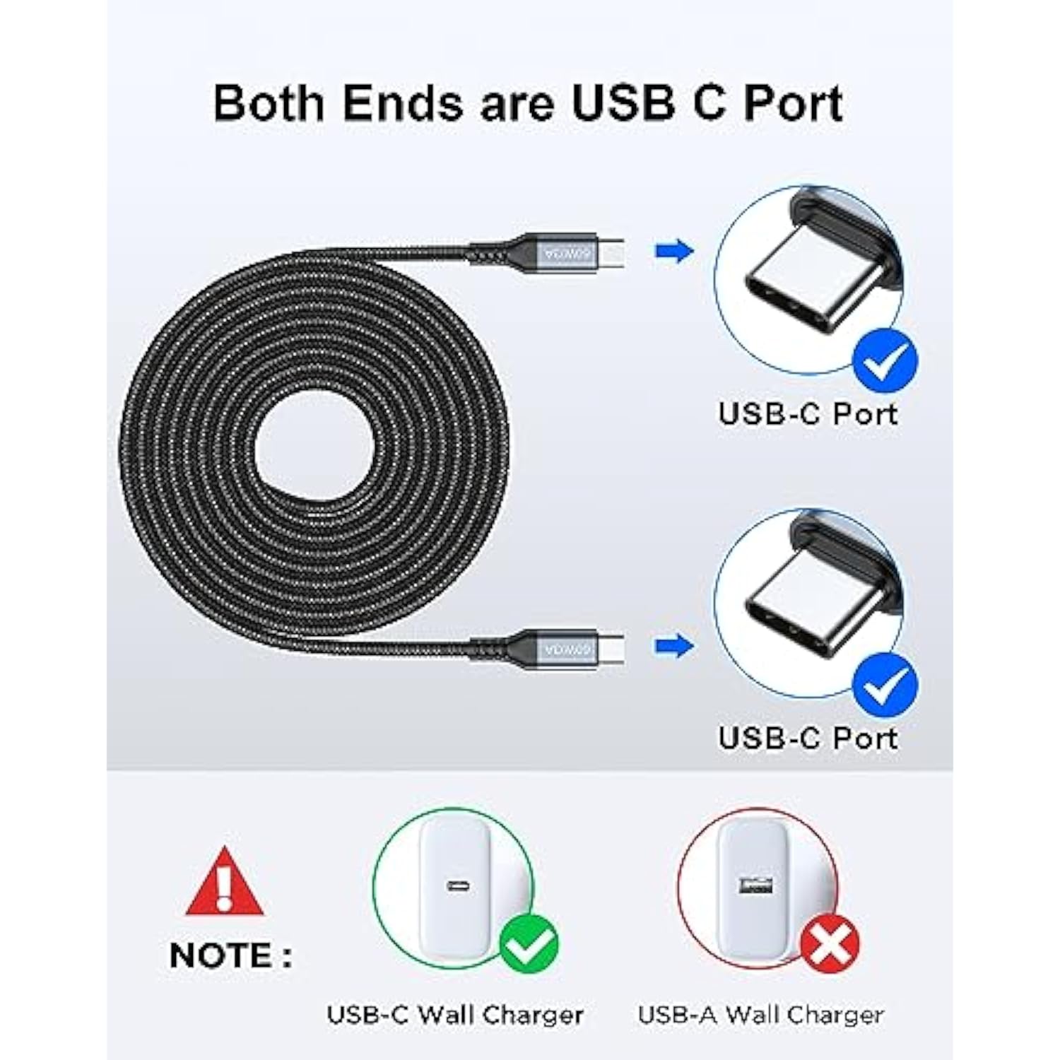 Usb-C To Usb-C Cable, 3.3Ft - Usbc Fast Charging Cable, Compatible With Iphone 16/15/Plus/Pro/Airpods Pro 2, Galaxy S23