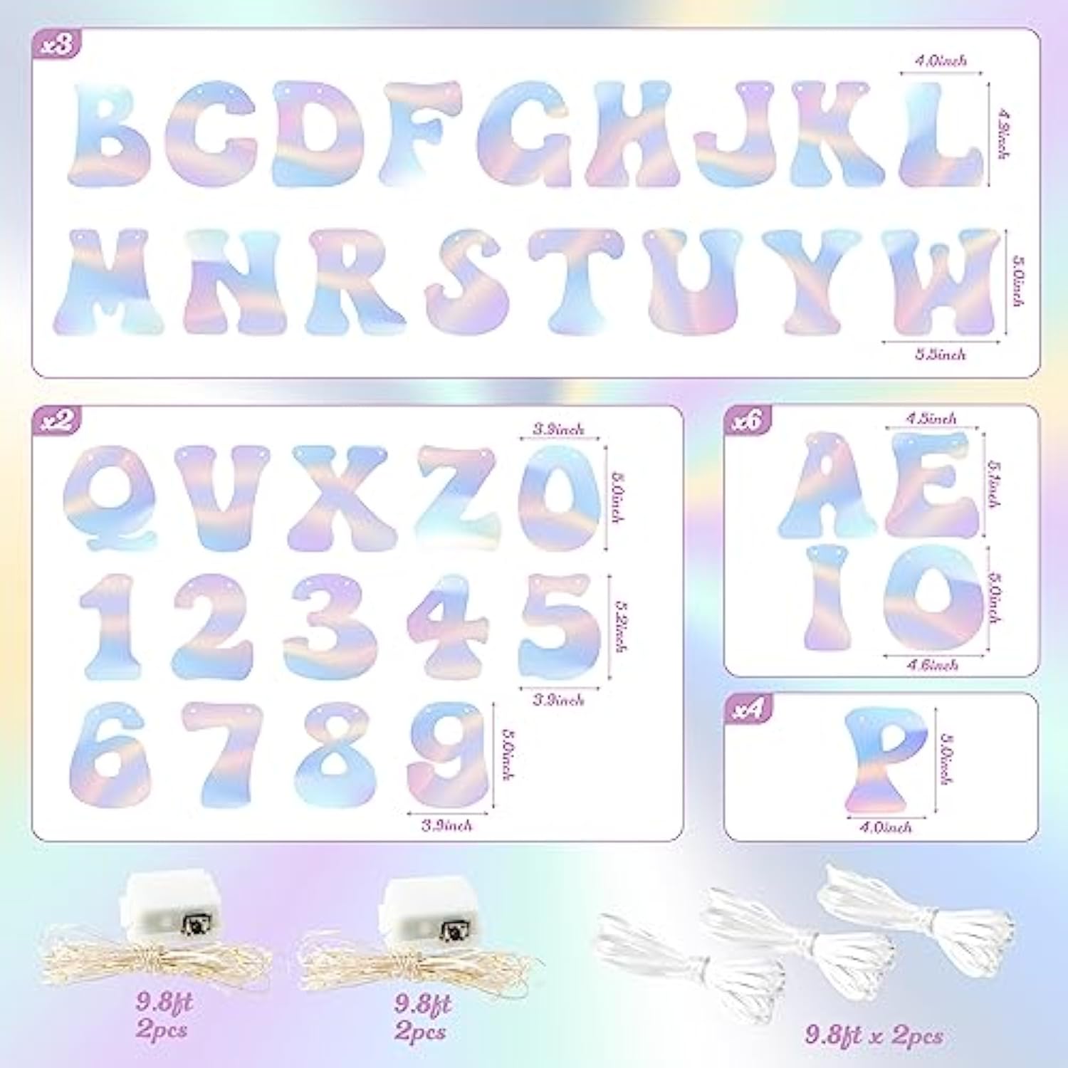 Diy Party Holographic Banner - 112Pcs Make Your Own Customize Letters With Lights Holographic Banners Kit For Birthday Baby Shower Valentines House Warming Wedding Holiday Party Decoration