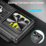 For Galaxy Z Fold 4 Case With S Pen Holder, [Hinge Protection][360°Ring Magnetic Kickstand][Slide Camera Cover][Front Screen Protector] Protective Armor Case For Samsung Galaxy Z Fold 4- Black