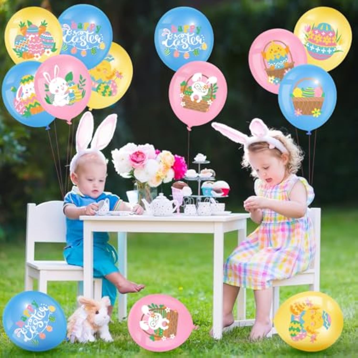 54 Pcs Happy Easter Balloons Decoration 12 Inch Easter Bunny Pastel Latex Balloons For Spring Bunny Party Favor Indoor Outdoor Supplies Decor