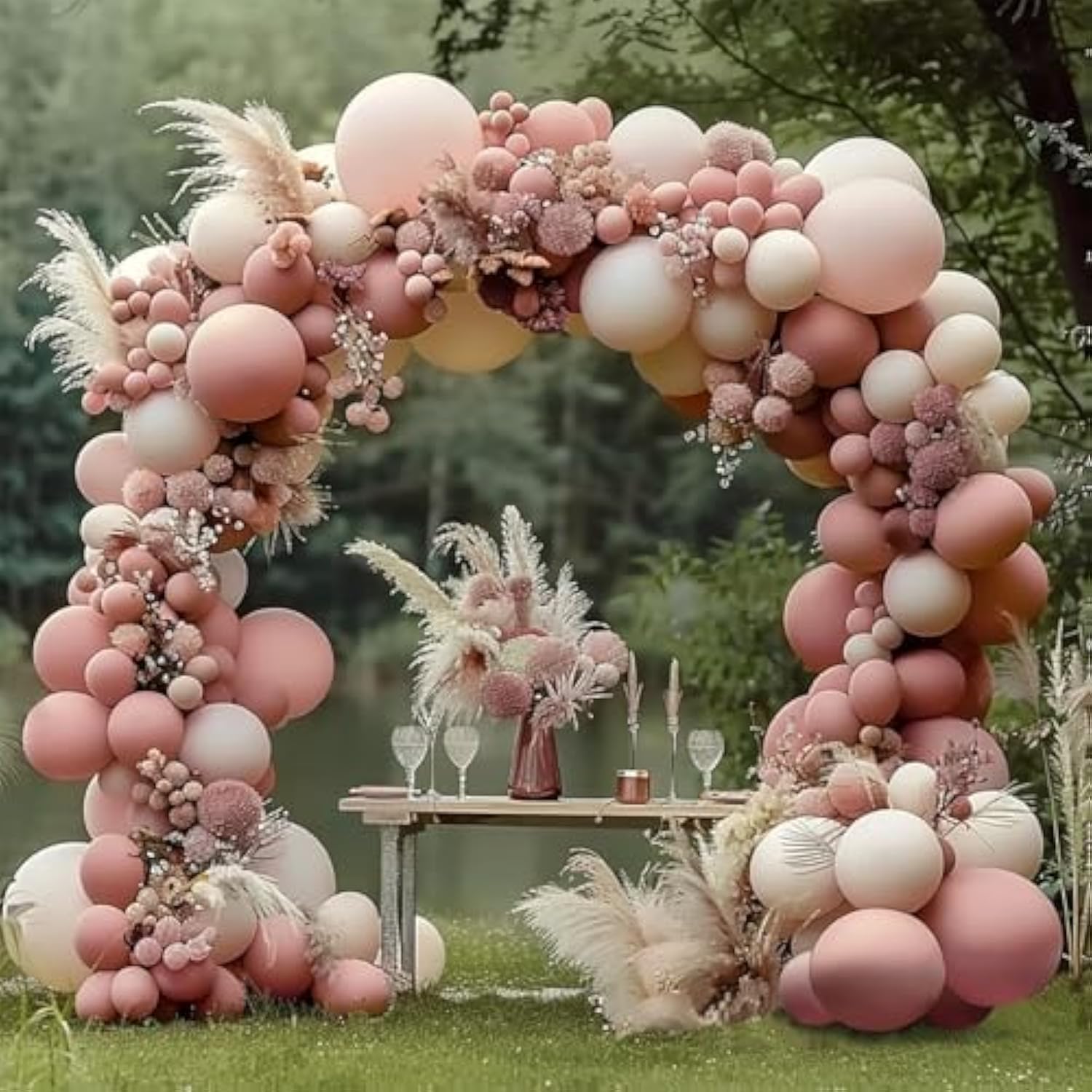 Dusty Pink Balloon Arch Kit With Mauve & Blush Balloons For Boho Wedding & Party Decorations