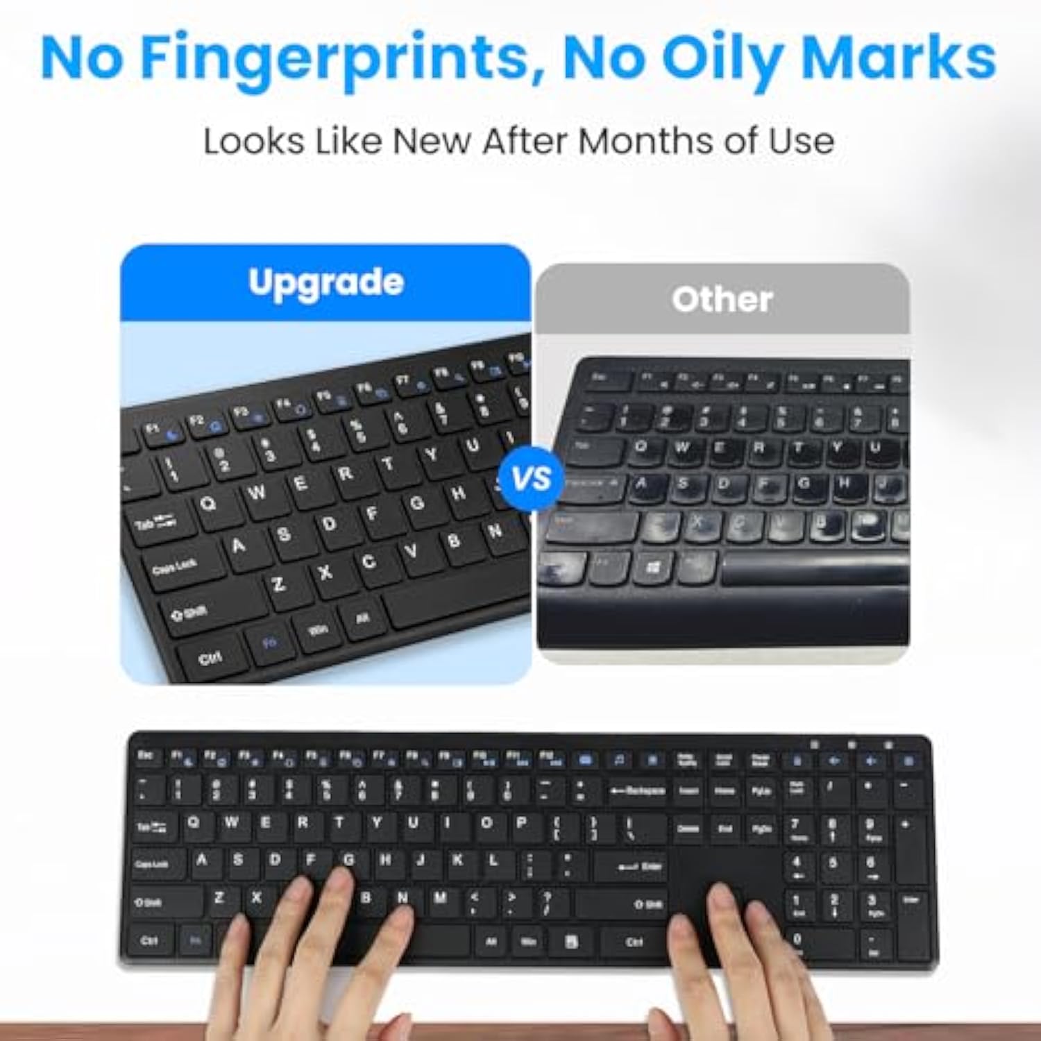 Wireless Keyboard-2.4G Usb Ultra Slim Quiet Full Size Matte Pc Computer Keyboard,19 Multimedia Keys,Number Pad,Plug&Play,Lag-Free Ergo,Long Battery Life For Desktop,Laptop,Smart Tv,Mac,Windows,Qwerty