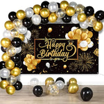 Black And Gold Birthday Party Decorations 50 Pieces Gold Black Balloon Arch Garland Kit Happy Birthday Backdrop Banner Decorations For Kids Men Women Party Supplies Decor
