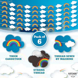, Hanging Rainbow Cloud Garland - 10 Feet, Pack Of 6, Pre-Assembled | Clouds Garland For Rainbow Party Decorations | Happy Birthday Decoration | Classroom Decor