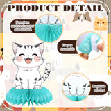 12 Pcs Cat Birthday Party Decoration Honeycomb Centerpieces Kitten Table Centerpieces Cats Table Topper 3D Double Sided Kitten Decoration For Birthday Pet Theme Party Favors Supplies