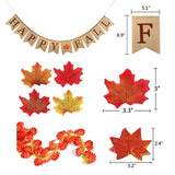 Happy Fall Pumpkin Burlap Banner with Maple Leaf Garland for Autumn & Thanksgiving Decor