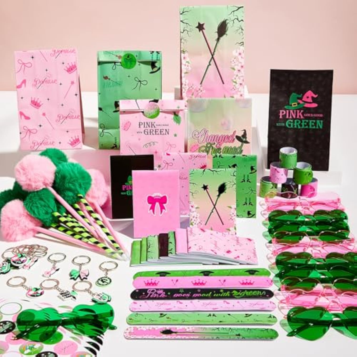 84Pcs Witch Party Favors With Pens Notepads Sunglasses Paper Gift Bag Princess Crown Key Chains Slap Bracelet Sticker Witchy Themed Party Supplies For Boy Girl Birthday Classroom Game Activities