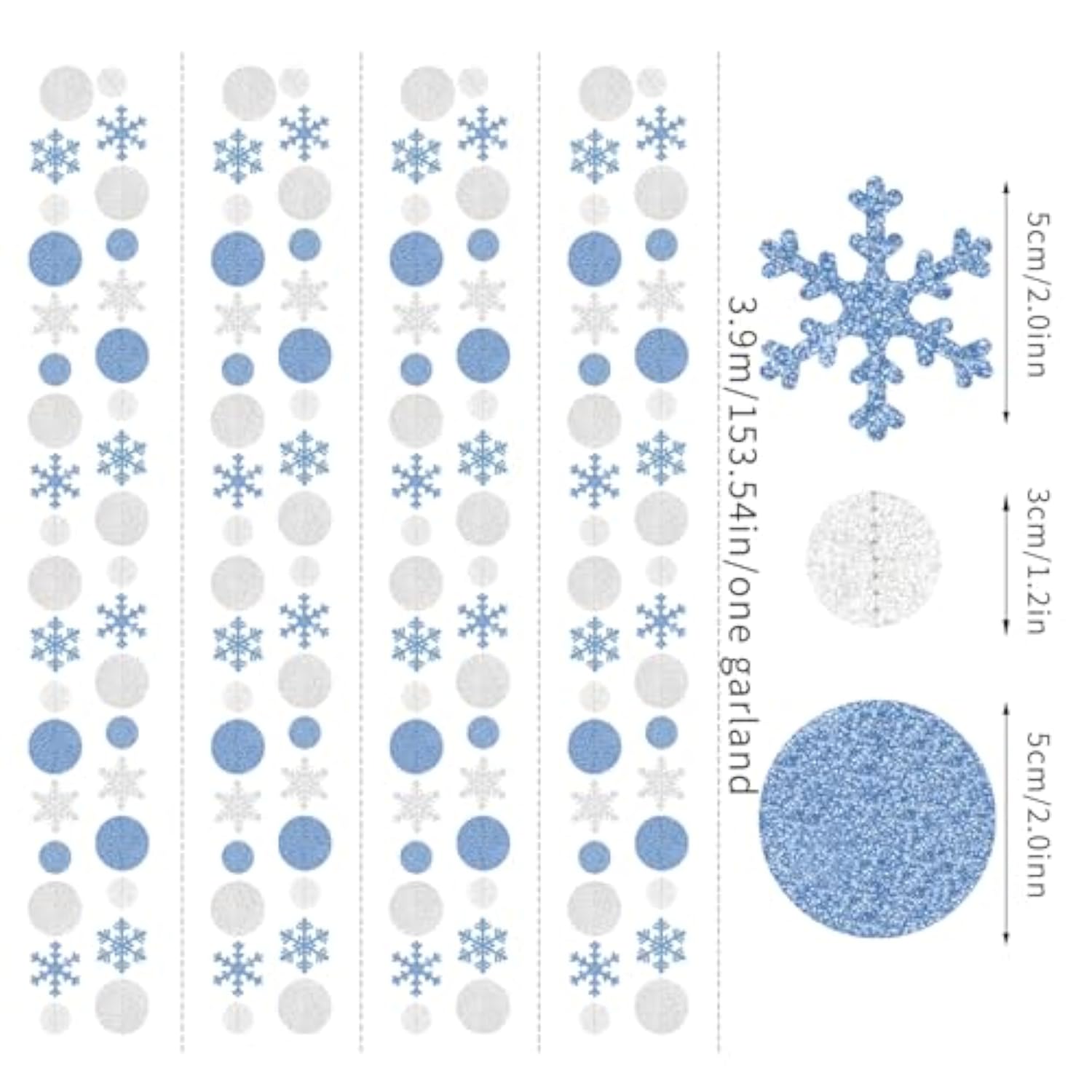 Snowflake-Snow Blue-Silver Christmas Party-Decorations Garland - 52Ft Winter Wonderland Frozen Hanging Paper Banner Streamers, Birthday Baby Shower New Year Ceiling Decor