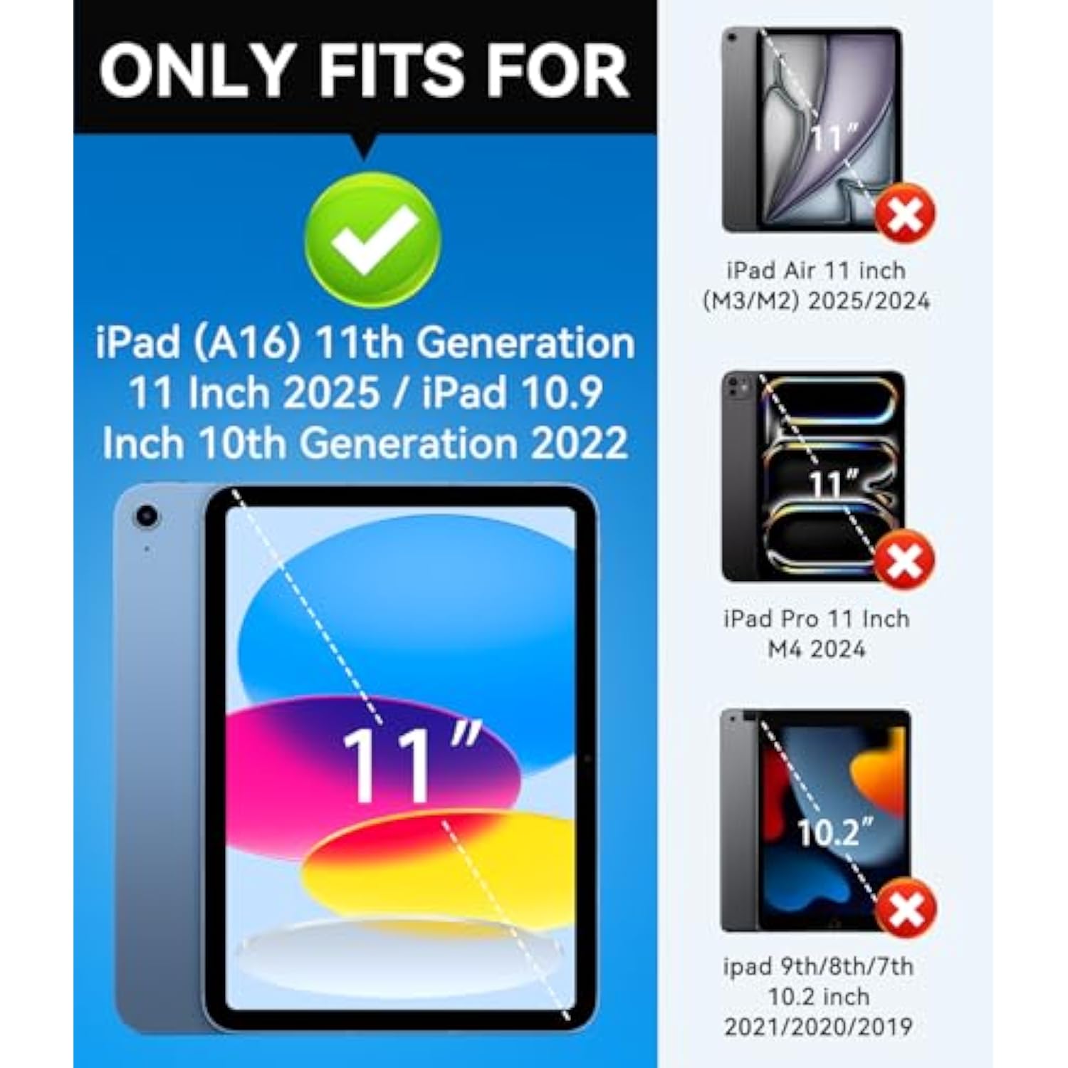 Case For (A16) 11Th Generation 11 Inch 2025 / 10Th Generation 10.9 Inch 2022, [Built-In Pencil Holder] Heavy Duty Shockproof Rugged Protective Case, Black