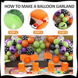 Halloween Balloon Arch Kit – Orange Purple Green Black with Bat & Confetti Balloons