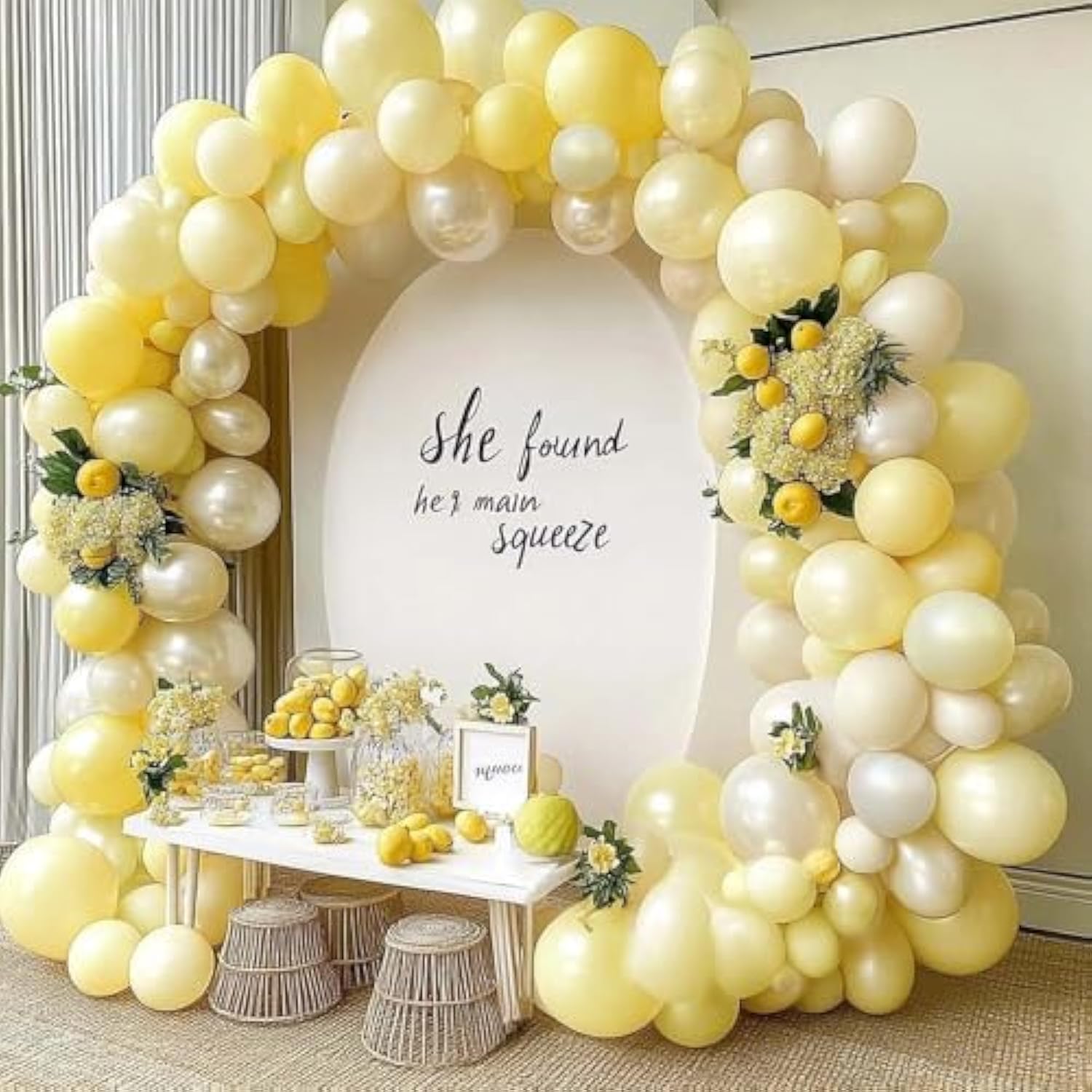 Yellow Balloon Arch Kit Double Stuffed Light Yellow White for Baby Shower Birthday