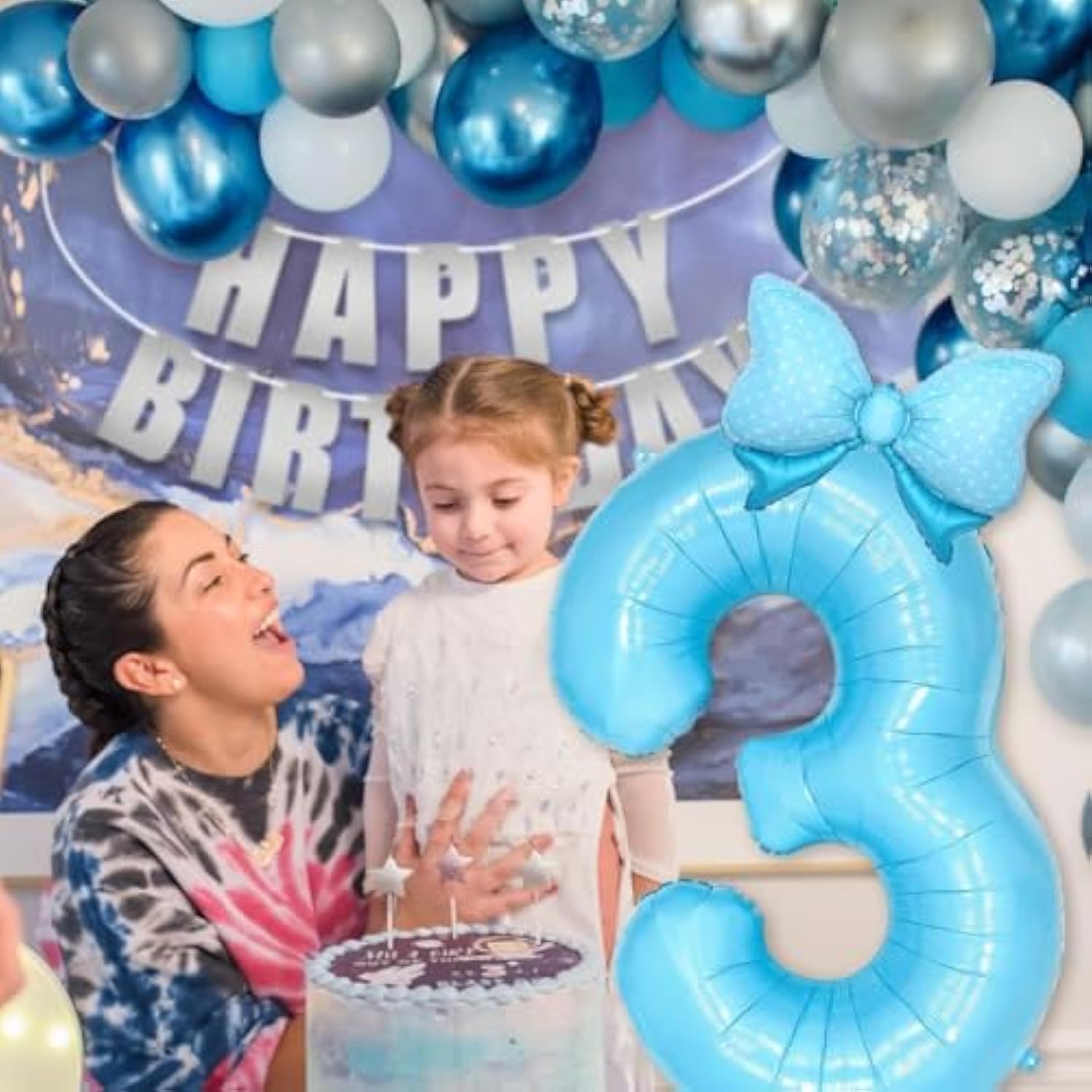 Light Blue 10 Balloon Number Blue Bow Birthday Decorations, Blue Bows Balloons Foil Mylar Helium Large 40” 10Th Birthday Balloon For Girls Coquette Birthday Party Decorations Supplies Party Favors