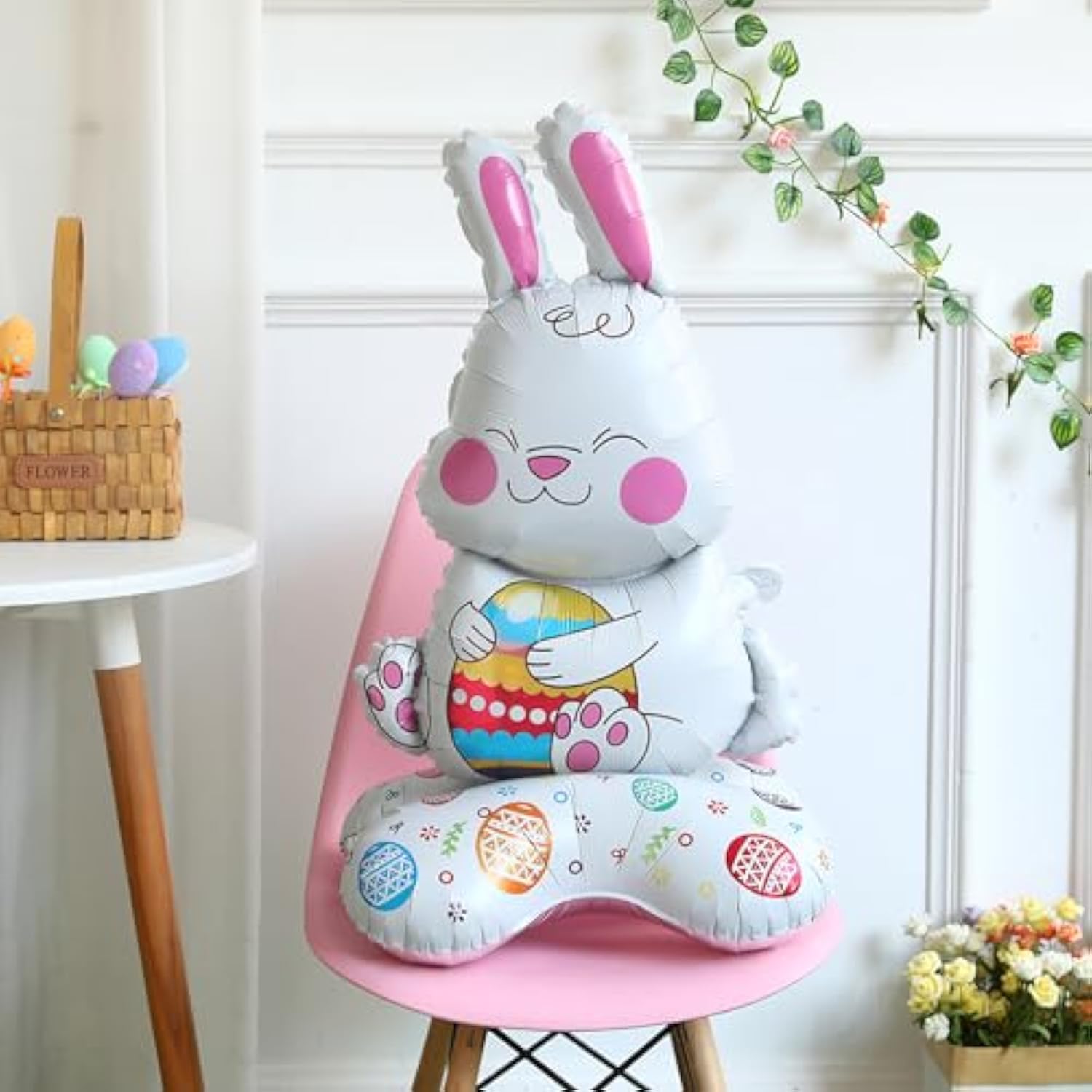 4Pcs Easter Balloons,Large Size Bunny Rabbit Chicken Egg Shaped Mylar Foil Balloons For Happy Easter Birthday Party Home Spring Decorations