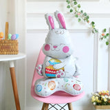 4Pcs Easter Balloons,Large Size Bunny Rabbit Chicken Egg Shaped Mylar Foil Balloons For Happy Easter Birthday Party Home Spring Decorations