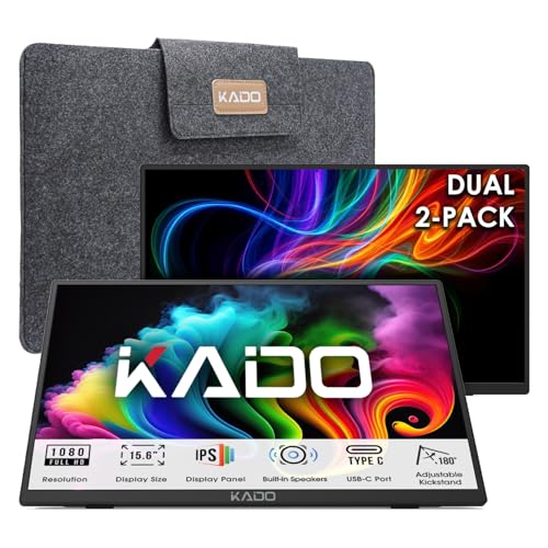 Dual Portable Monitor Setup - 2-Pack 15.6" 1080P Ips Triple Monitor Extender For Laptop, 1920X1080 Hdmi Usb-C 180° Kickstand Built-In Speakers, Stacked Desktop Setup Office Gaming Daytrading