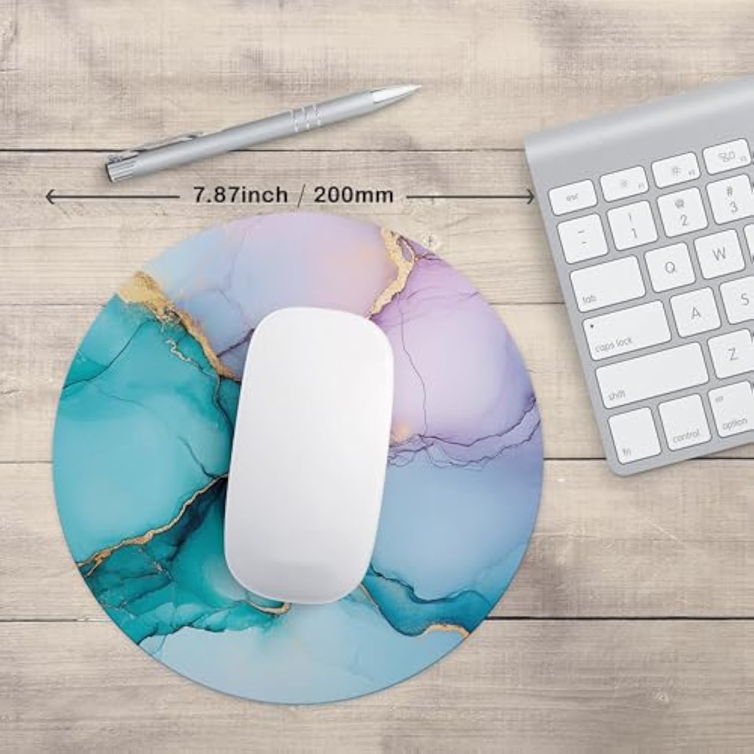High-End Abstract Art Round Mouse Pad,Office Laptops Mouse Pad,Features Washable Anti-Slip Rubber Base,Smooth Surface,Ideal For Wireless Mouse Use On Computer Desks (Marble)