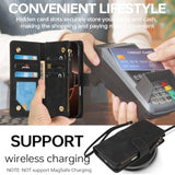 Compatible With Iphone 16 Pro Max Wallet Case - Pu Leather Wallet Case For Iphone 16 Pro Max With Credit Card Holder Rfid Blocking Zipper Pocket [Wrist Strap] Protective Case (Black)