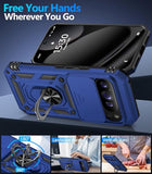 For Google Pixel 10 Case/Pixel 10 Pro Case With Screen Protector & Slide Camera Lens Cover,Built-In Ring Stand Protective Phone Case For Pixel 10 Case/Google Pixel 10 Pro Case (Blue)